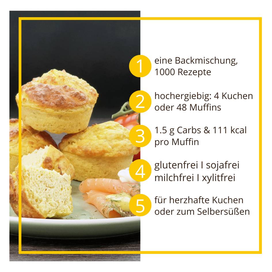 KUCHENZAUBER Ungesüsst Backmischung für süße & herzhafte Kuchen, Muffins, Pfannkuchen und mehr | low-carb | glutenfrei, sojafrei, keto, paleo Kuchenmischung
