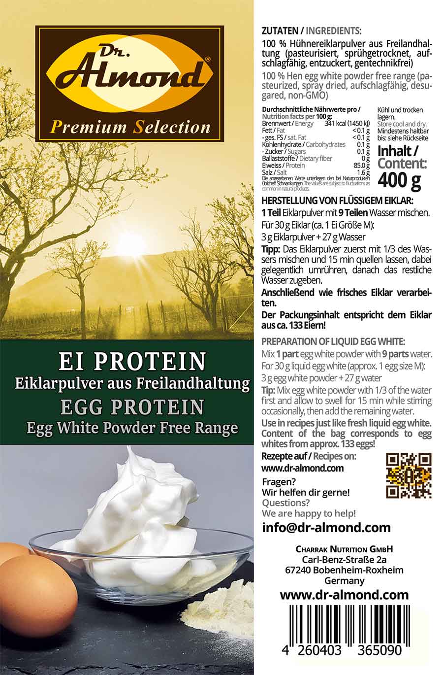 EI PROTEIN Eiklarpulver aus Freilandhaltung Aufschlagfähig, Geschmacksneutral, zum Backen und für Shakes