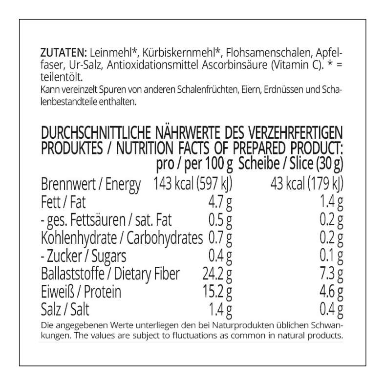 Schwarzbrot low-carb keto glutenfrei paleo VEGAN Eiweissbrot Backmischung ALLERGENFREI