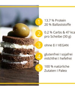 Kerniges Schwarzbrot low-carb keto glutenfrei paleo VEGAN Eiweissbrot Backmischung mit Chia ALLERGENFREI