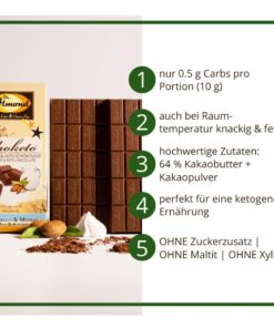 CHOKETO Low Carb & Keto Schokolade Typ VOLLMILCH & MANDEL – 3 Tafeln – handgemacht
