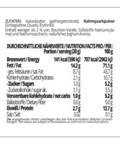 Schokoladenzauber JOGHURT-QUARK – low-carb & keto Weisse Schokolade ohne Zuckerzusatz in Pulverform zum Selberschmelzen in 2 min