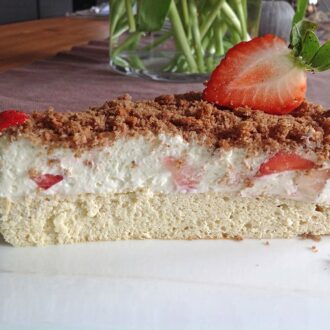 Rezept Joghurt Quark Torte mit Erdbeeren lowcarb glutenfrei