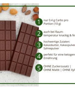 CHOKETO Low Carb & Keto Schokolade MIX-Paket ZARTBITTER – PUR + MANDEL + HASELNUSS – 3 Tafeln – handgemacht