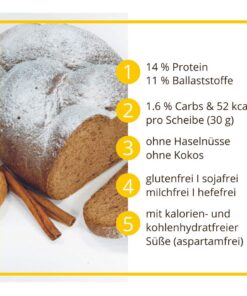 Walnuss-Zimt Brioche Backmischung für low carb keto & glutenfreies Eiweissgebäck