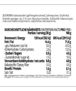 Schokoladenzauber WEISSE SAHNE – low-carb & keto Weisse Schokolade ohne Zuckerzusatz in Pulverform zum Selberschmelzen in 2 min