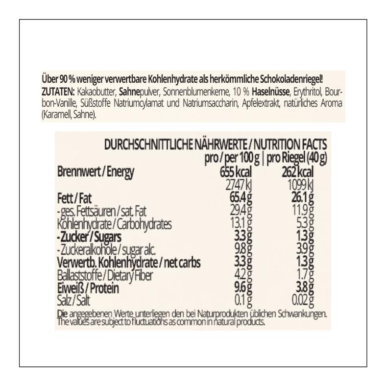 Choketo RIEGEL Haselnuss-Karamell-Crunch Müsli | low carb & keto Schokolade | handgemacht | ohne Zuckerzusatz | 12er Pack