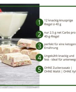 Choketo RIEGEL Erdbeer-Joghurt Müsli | low carb & keto Schokolade | handgemacht | ohne Zuckerzusatz | 12er Pack