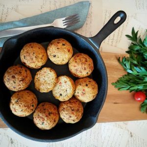 Rezept Backrohr Gemüse Knödel mit Minzejoghurt lowcarb glutenfrei