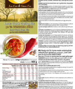 Low-Carb Gelierfix 50 % WENIGER SÜSS - Gelierzucker-Ersatz mit Erythrit für selbstgemachte Fruchtaufstriche ohne Zuckerzusatz