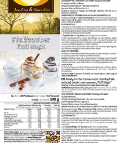FLUFFZAUBER Fertigmischung für kalorienarmen Eiweiss-Fluff & low carb Baiser – keto, ohne Zuckerzusatz, IMO-frei