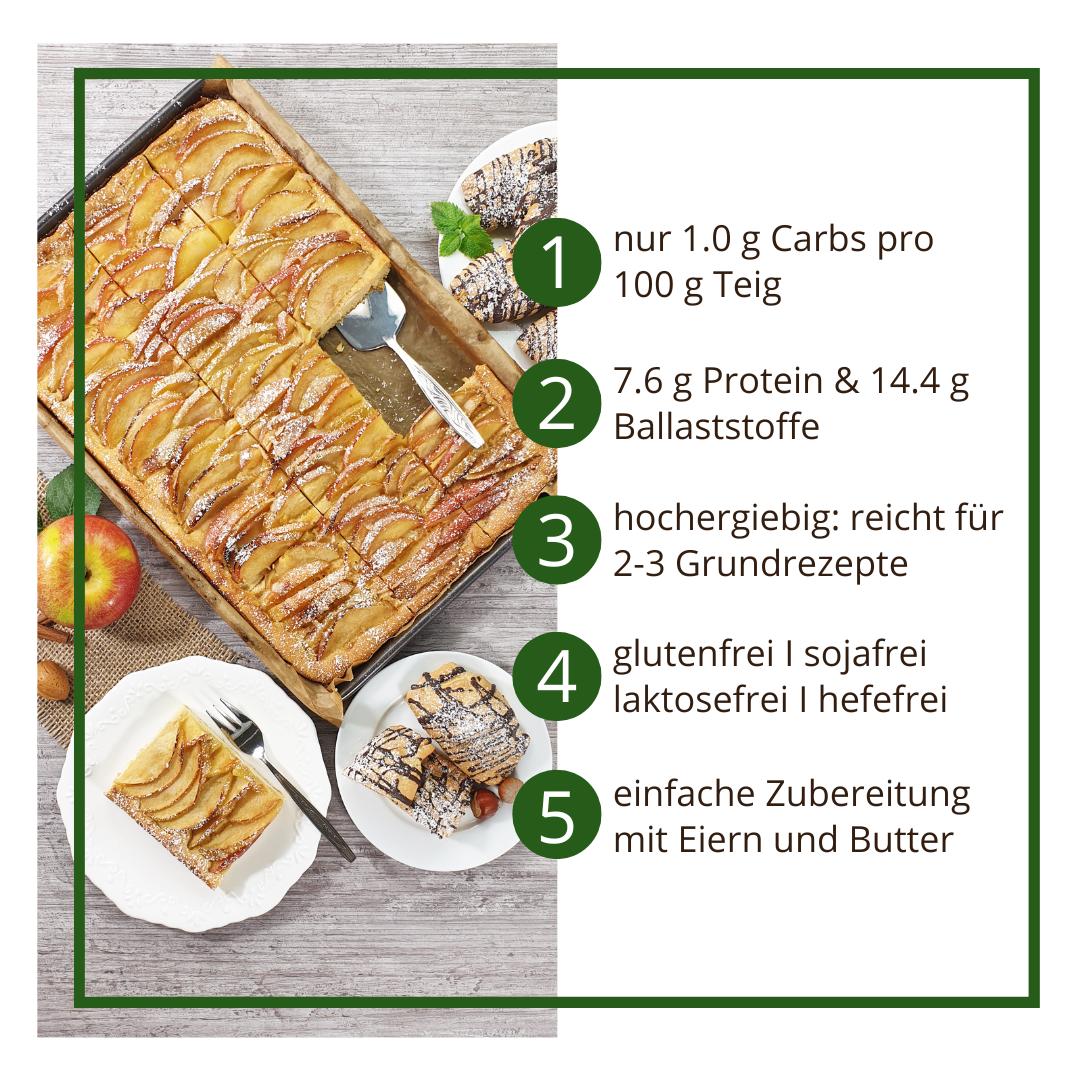 MANDELTEIG Classic Backmischung für Kuchen, Kuchenböden, süße Brote und Brötchen low carb glutenfrei sojafrei keto