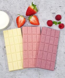 CHOKETO Low Carb & Keto Schokolade MIX-Paket FRUCHTIG & FRISCH – Joghurt-Quark + Erdbeer-Sahne + Himbeer-Joghurt – 3 Tafeln – handgemacht