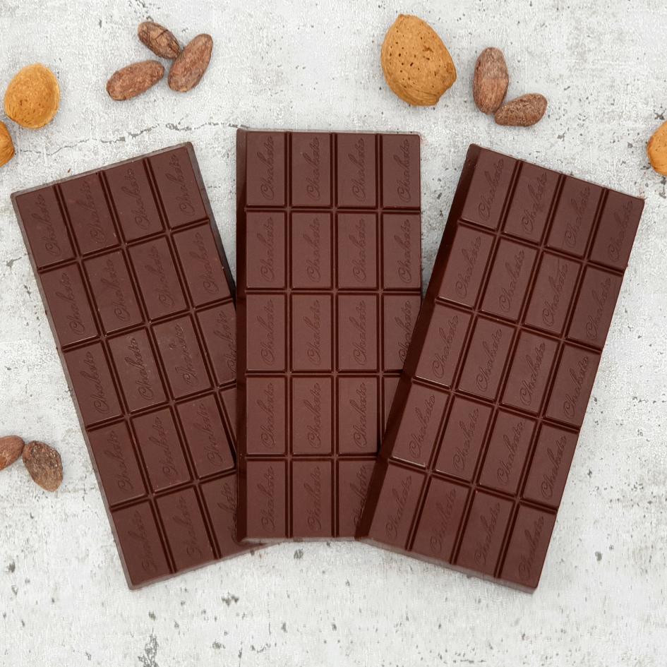 CHOKETO Low Carb & Keto Schokolade ZARTBITTER & MANDEL – 3 Tafeln – handgemacht – ohne Zuckerzusatz