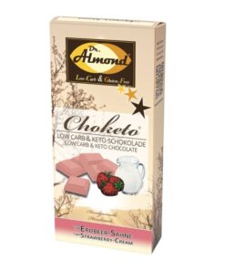 CHOKETO Low Carb & Keto Schokolade ERDBEER-SAHNE – 3 Tafeln – handgemacht