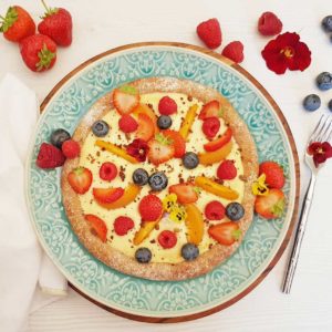 Rezept Früchte Kollagen Pizza lowcarb glutenfrei