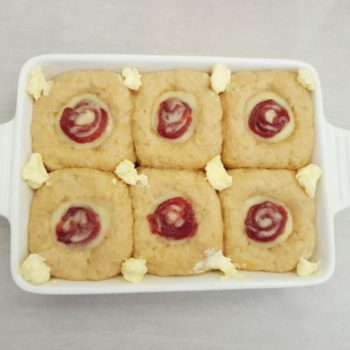 Rezept Pudding Briochebuchteln mit Fruchtcreme und Streuseln lowcarb glutenfrei