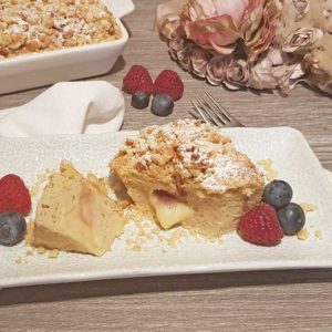 Rezept Pudding Briochebuchteln mit Fruchtcreme und Streuseln lowcarb glutenfrei