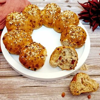 Rezept Speck - Pizza Brandteig Brötchenkranz lowcarb glutenfrei