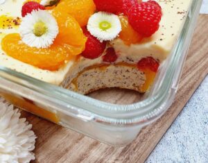 Rezept Mandarinen Himbeer Kuchenbowl lowcarb glutenfrei