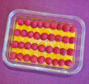 Rezept Mandarinen Himbeer Kuchenbowl lowcarb glutenfrei