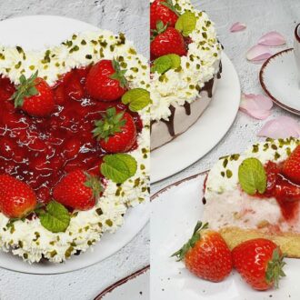 Rezept Joghurt Rhababer Erdbeer Torte lowcarb keto glutenfrei
