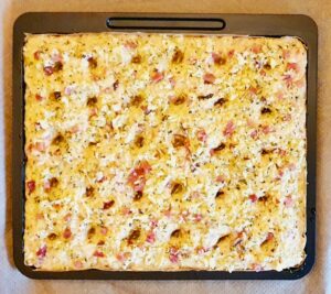 Rezept Knoblauch Speck Focaccia lowcarb keto glutenfrei
