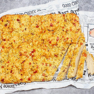 Rezept Knoblauch Speck Focaccia lowcarb keto glutenfrei