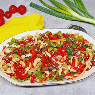 Rezept Bunter Nudel Rindfleisch Salat lowcarb keto glutenfrei