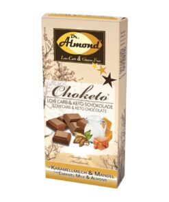 CHOKETO Low Carb & Keto Schokolade KARAMELLMILCH & MANDEL – 3 Tafeln – handgemacht – ohne Zuckerzusatz
