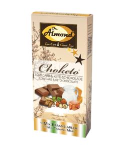 CHOKETO Low Carb & Keto Schokolade MIX KARAMELLMILCH – PUR + MANDEL + HASELNUSS – 3 Tafeln – handgemacht