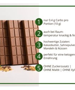 CHOKETO Low Carb & Keto Schokolade MIX KARAMELLMILCH – PUR + MANDEL + HASELNUSS – 3 Tafeln – handgemacht