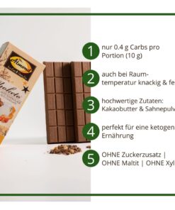 CHOKETO Low Carb & Keto Schokolade KARAMELLMILCH PUR – 3 Tafeln – handgemacht – ohne Zuckerzusatz