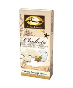 CHOKETO Low Carb & Keto Schokolade WEISSE SAHNE & MANDEL – 3 Tafeln – handgemacht – ohne Zuckerzusatz