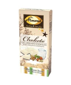 CHOKETO Low Carb & Keto Schokolade MIX WEISSE SAHNE – PUR + MANDEL + HASELNUSS – 3 Tafeln – handgemacht