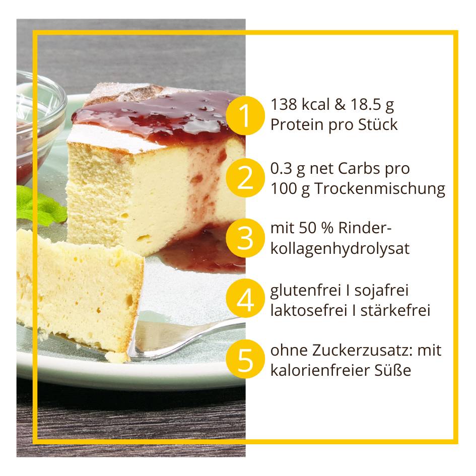 KÄSEKUCHENZAUBER KOLLAGEN Fertigmischung für Protein-Käsekuchen – low-carb, glutenfrei, sojafrei, keto Käsekuchenhilfe