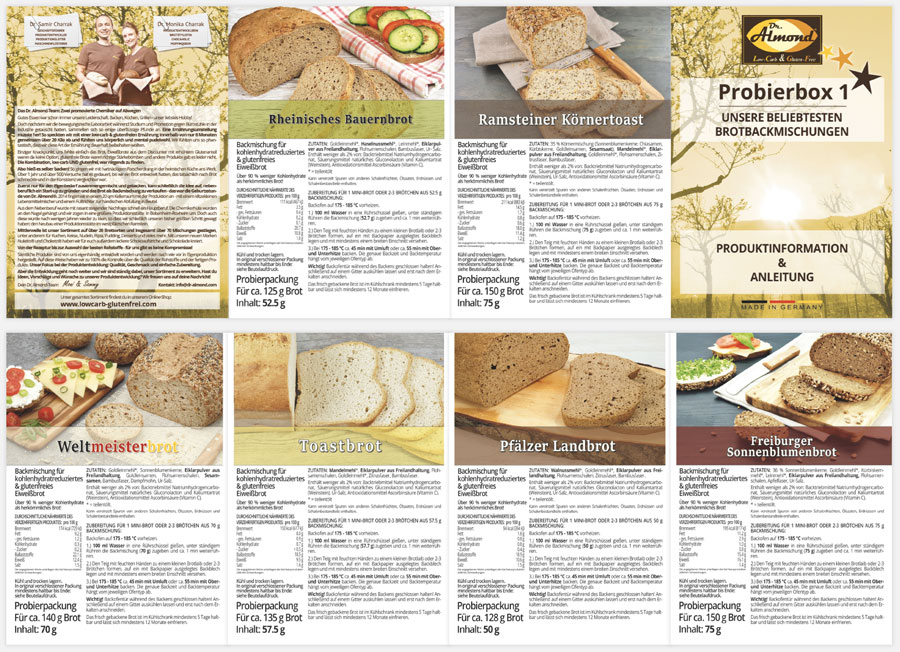 LOW CARB PROBIERBOX 1: Unsere beliebtesten Brotbackmischungen | mit 6 Probepäckchen zum Testen | glutenfrei keto paleo