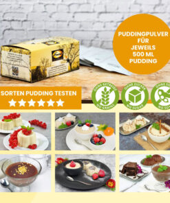 LOW CARB PROBIERBOX 3: Pudding & Grießpudding | mit 6 Probepäckchen zum Testen | glutenfrei keto |ohne Zuckerzusatz | VEGAN