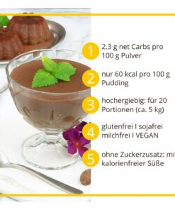 Grießpudding BROWNIE low-carb glutenfrei keto – Grießbrei ohne Stärke zuckerfrei laktosefrei vegan