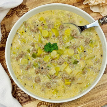 Rezept Hackfleisch Käse Lauch Suppe low carb keto glutenfrei