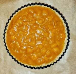 Rezept Mohn Vanille Grießpudding Tarte mit Marillentopping low carb keto glutenfrei
