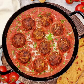 Rezept Überbackene Tomaten Hackfleischbällchen lowcarb keto glutenfrei