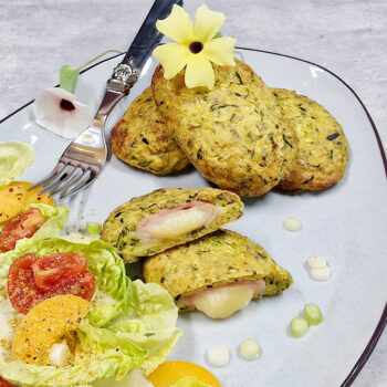 Rezept Zucchini-Laibchen gefüllt mit Schinken & Käse low carb keto glutenfrei