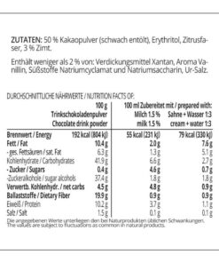 Trinkschokolade ZIMT - Trinkkakao Kakaopulver low-carb keto glutenfrei sojafrei