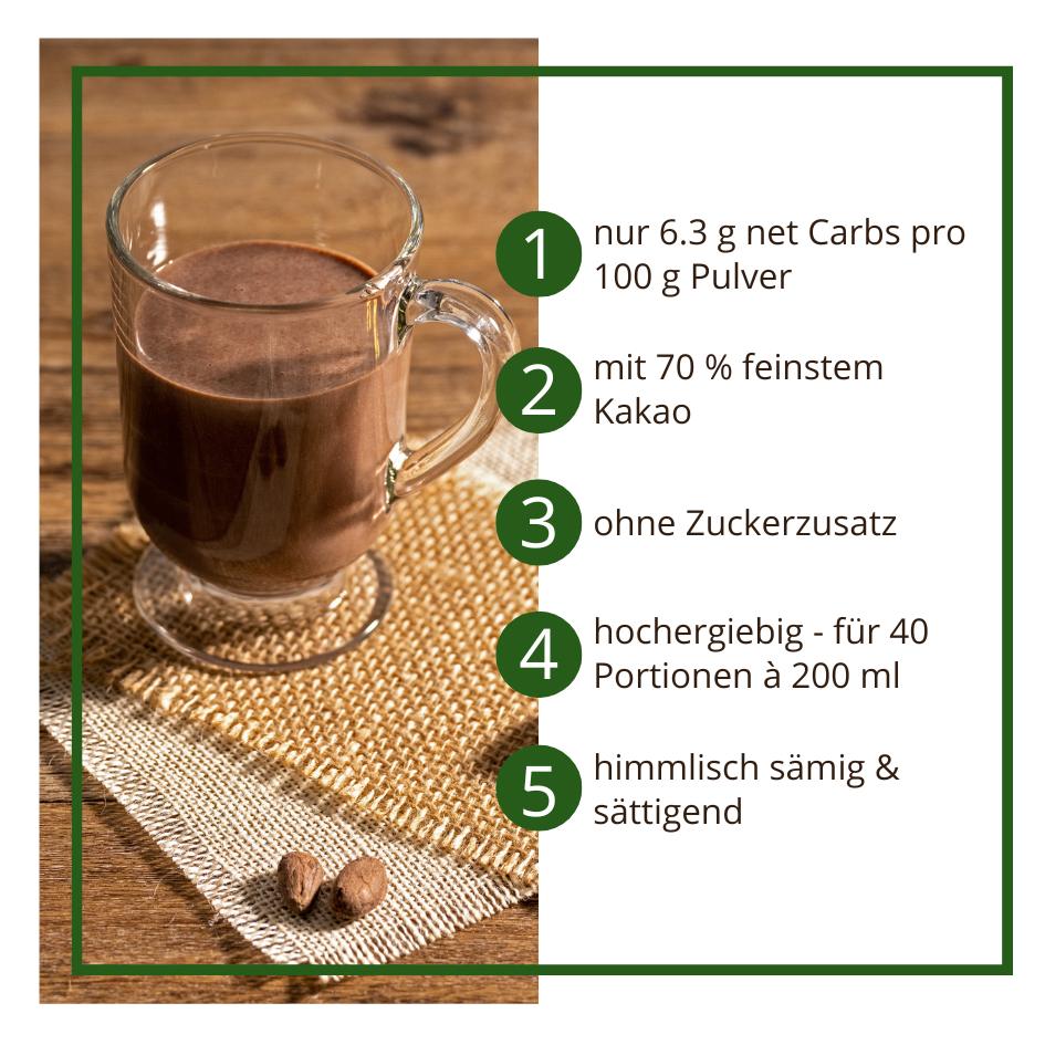 Trinkschokolade KAKAO DELUXE - Trinkkakao Kakaopulver low-carb keto glutenfrei sojafrei