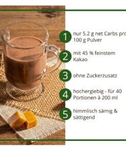Trinkschokolade TOFFEE – Trinkkakao Kakaopulver low-carb keto glutenfrei sojafrei
