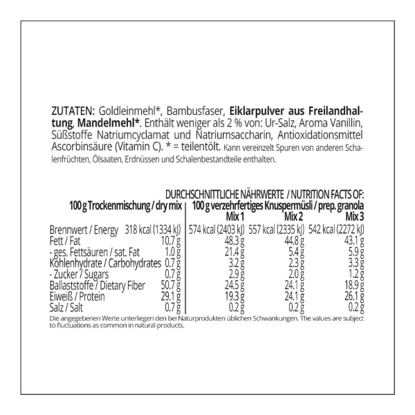 Müslizauber PUR | Basis für Knuspermüsli Granola low carb glutenfrei keto