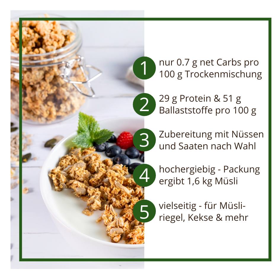 Müslizauber PUR | Basis für Knuspermüsli Granola low carb glutenfrei keto