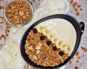 Rezept Karamell Erdnuss Müsli Granola low-carb keto glutenfrei