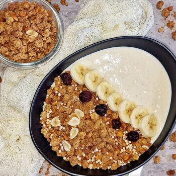 Rezept Karamell Erdnuss Müsli Granola low-carb keto glutenfrei